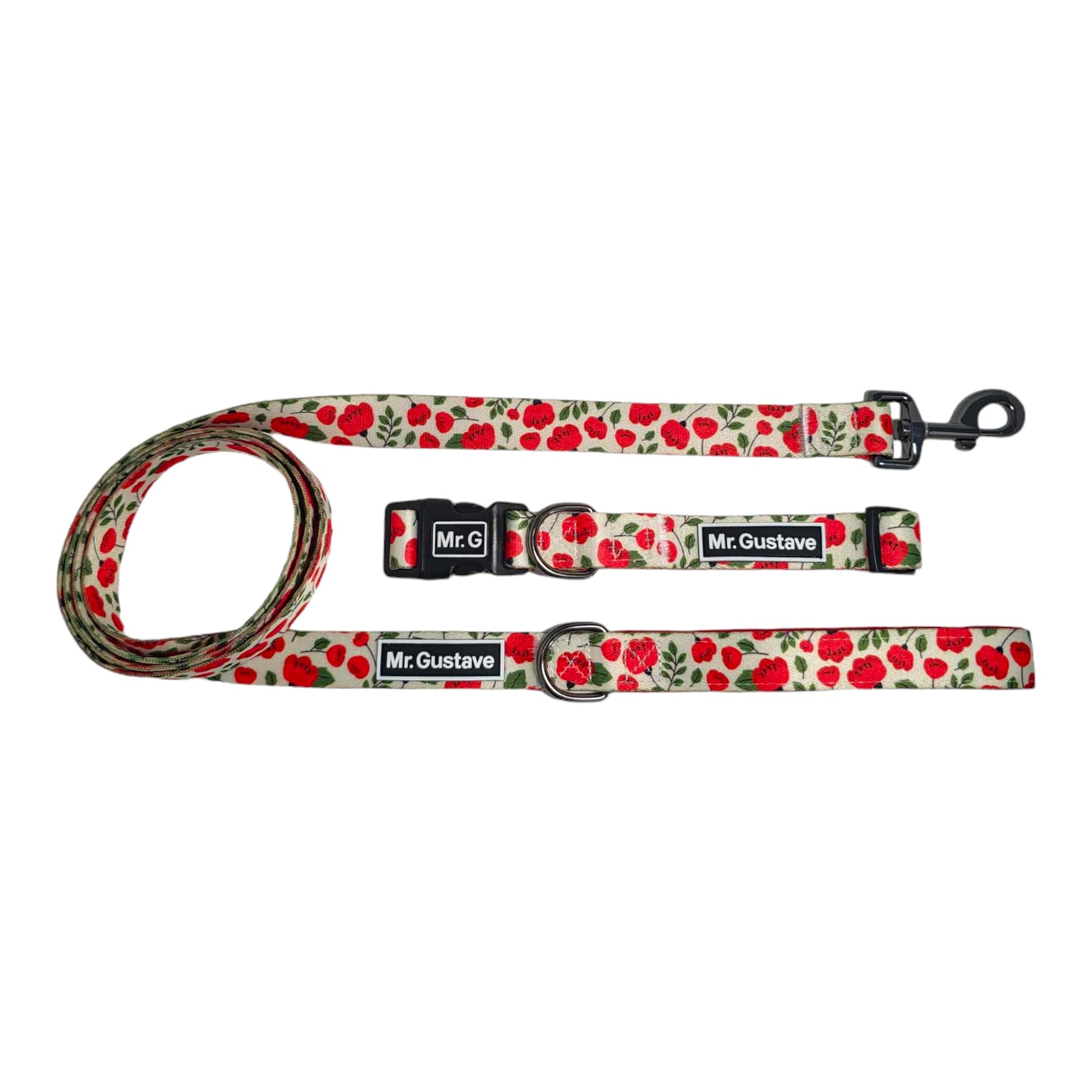 Poppy fields Dog Collar and Leash Set